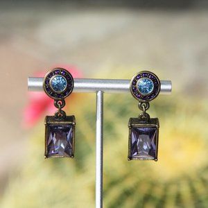 Heidi Daus Amethyst Aquamarine Crystal Earrings